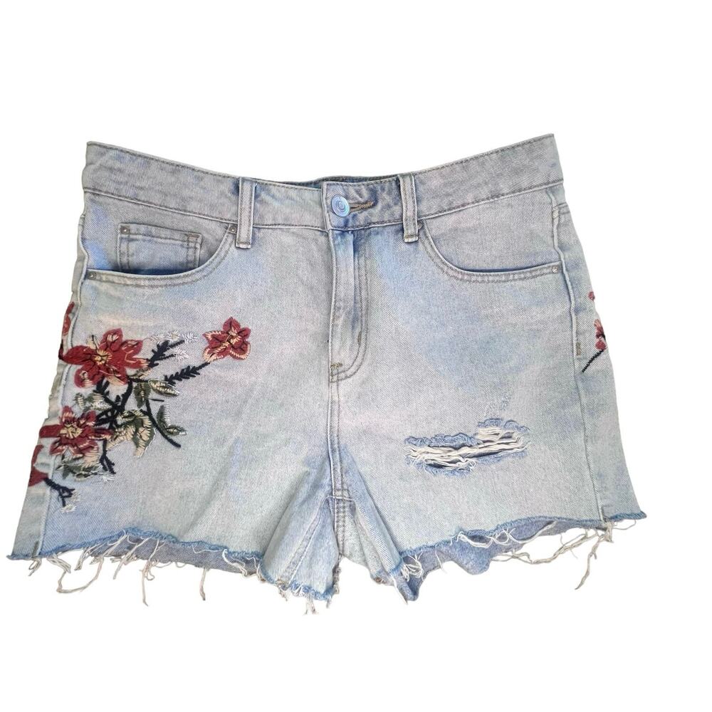 Dex Women’s Embroidered Cutoff Light Denim Shorts Size 27 EUC
